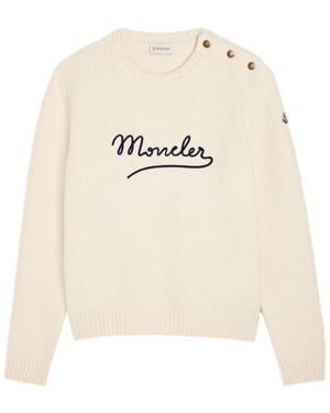 Moncler Logo-Embroidered Cotton-Blend Jumper - Natural