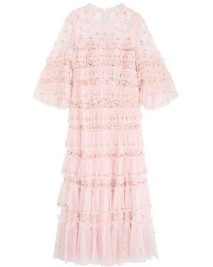 Needle & Thread Emily Embellished Ruffled Tulle Gown - Pink