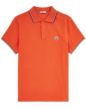 Moncler Piqué Cotton Polo Shirt - Orange
