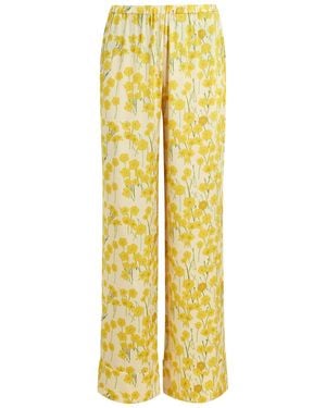 BERNADETTE Louis Floral-Print Stretch-Silk Pyjama Trousers - Yellow