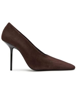Victoria Beckham 100 Square-Toe Suede Court Shoes - Brown