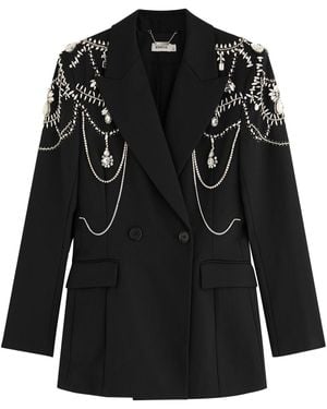 Jonathan Simkhai Getty Crystal-Embellished Wool-Blend Blazer - Black
