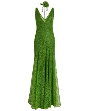 De La Vali Persephone Lace Maxi Dress - Green