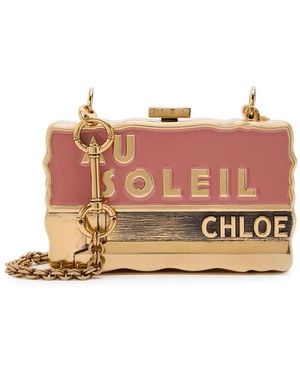Chloé Soleil Minaudière Postcard Brass Clutch - Pink