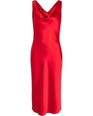 Norma Kamali Maria Cowl-Neck Satin Midi Slip Dress - Red