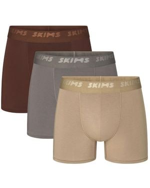 Skims Stretch-Cotton Boxer Briefs - Brown