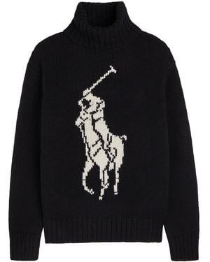 Polo Ralph Lauren Logo-Intarsia Wool Sweater - Black