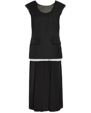 Voranida Marta Layered Wool And Satin Midi Dress - Black