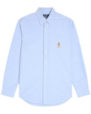 Polo Ralph Lauren Bear-Embroidered Cotton Shirt - Blue