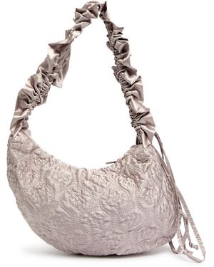 Damson Madder Kidney Ruched Satin Shoulder Bag - Grey