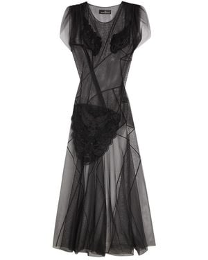 Vivienne Westwood Justina Embroidered-Appliqué Mesh Maxi Dress - Black