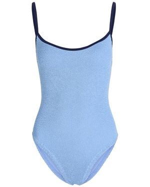 Hunza G Pamela Contrast Crinkle Swimsuit - Blue