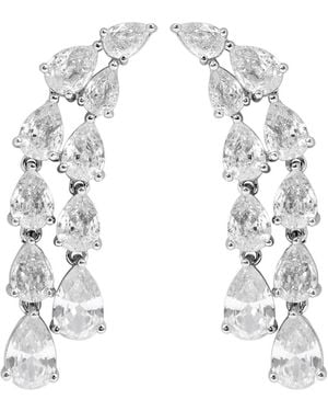 CZ by Kenneth Jay Lane Crystal-Embellished Rhodium-Plated Drop Earrings - White