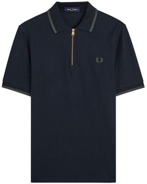 Fred Perry Logo-Embroidered Cotton Polo Shirt - Blue