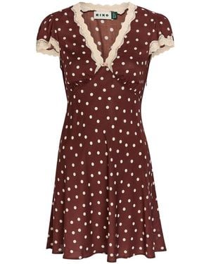 RIXO London Cely Polka Dot Crepe De Chine Mini Dress - Red