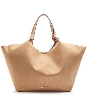 DKNY Paula Large Suede And Leather Tote Bag - Natural