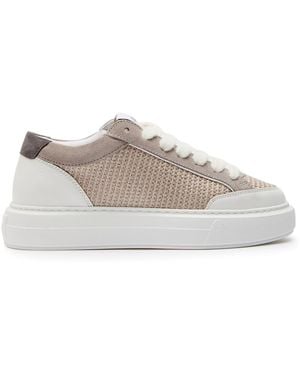 Cleens Luxor Panelled Raffia Trainers - Grey