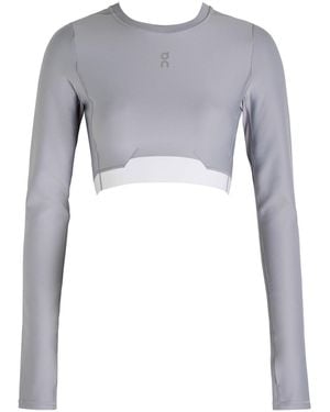 On Shoes Train Stretch-Jersey Crop Top - Grey