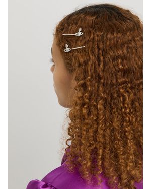 ヘアアクセサリー Vivienne Westwood CHECK ORB FLYES HAIR CLIP Vivienne Westwood Check Orb Hair Clip in Metallic | Lyst