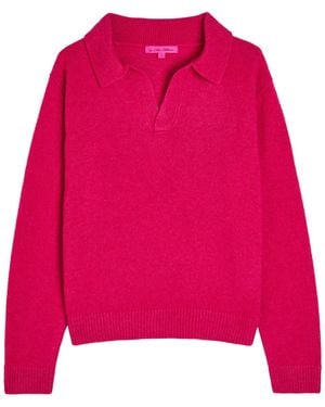 The Elder Statesman Henley Cashmere Polo Sweater - Pink