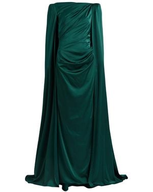 Talbot Runhof Cape-Back Satin Gathered Gown - Green