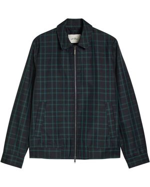 Les Deux Como Coach Checked Twill Jacket - Blue