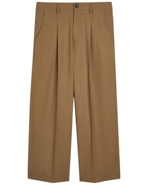 Maria McManus Wide-Leg Stretch-Wool Trousers - Natural