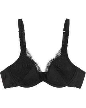 Fleur Of England Signature Silk-Blend Plunge Bra - Black