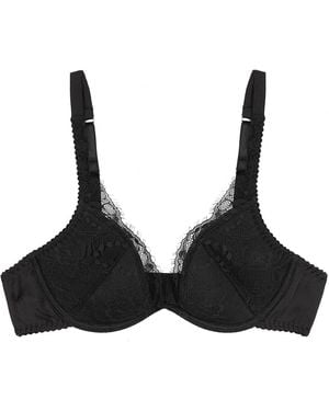 Fleur Of England Signature Silk-Blend Plunge Bra - Black