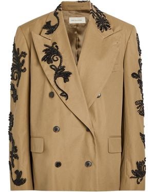 Dries Van Noten Bosea Bead-Embellished Cotton-Twill Blazer - Natural