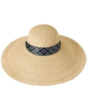 Mulberry Scarf-Detail Raffia Sun Hat - Natural