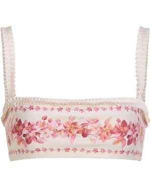 Agua Bendita Olmo Floral-Print Bikini Top - Pink