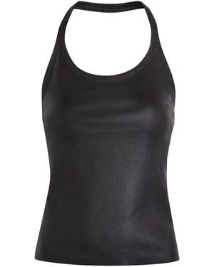 Stouls Cherry Halterneck Stretch-Leather Top - Black
