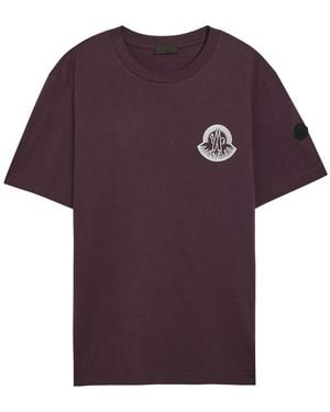 Moncler Badge Printed Cotton T-Shirt - Purple