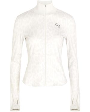 Stella McCartney Adidas X Leopard-Print Stretch-Jersey Mid-Layer Jacket - White