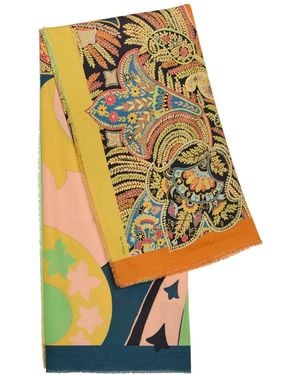 Etro Printed Cotton-Blend Scarf - Yellow