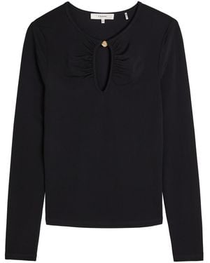FRAME The Keyhole Stretch-Rayon Top - Black