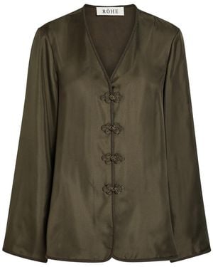 Rohe Mandarin-Closure Silk Top - Green