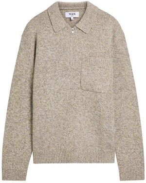 Wax London Alpha Half-Zip Wool Polo Jumper - Natural