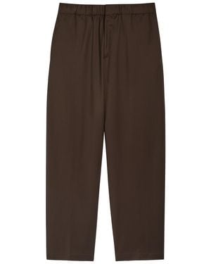 Lardini Tapered-Leg Cotton Trousers - Brown