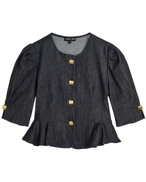 Sister Jane Curio Peplum Stretch- Blouse - Blue