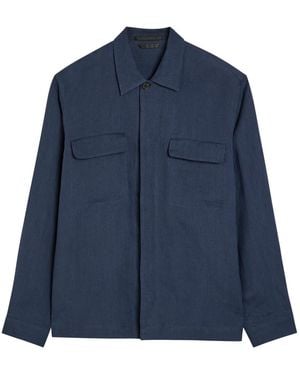 Sunspel Linen Overshirt - Blue