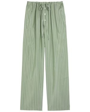 Bode Sylvan Striped Silk Trousers - Green