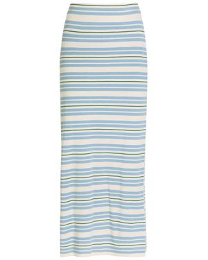 Zimmermann Rebellion Striped Knit Midi Skirt - Blue