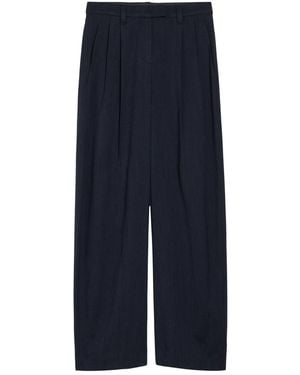 Brunello Cucinelli Herringbone Straight-Leg Stretch-Wool Pants - Blue