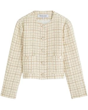 Veronica Beard Andrea Metallic-Check Cotton-Blend Jacket - Natural