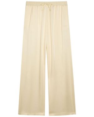 Stella McCartney Logo-Embroidered Satin Trousers - Natural