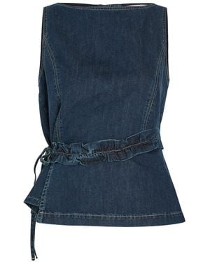 Damson Madder Maxime Ruffled Denim Top - Blue