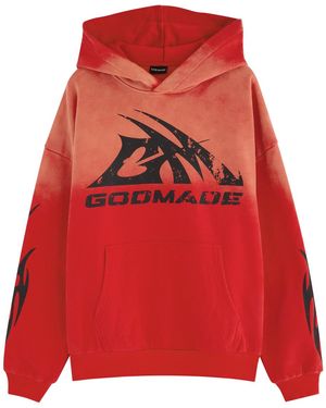 God Made Heritage Logo-Print Hooded Cotton Sweatshirt - Red