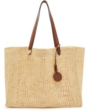 Mulberry Crochet Leather And Raffia Tote - Natural